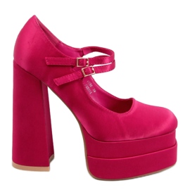 Décolleté con plateau in raso rosa