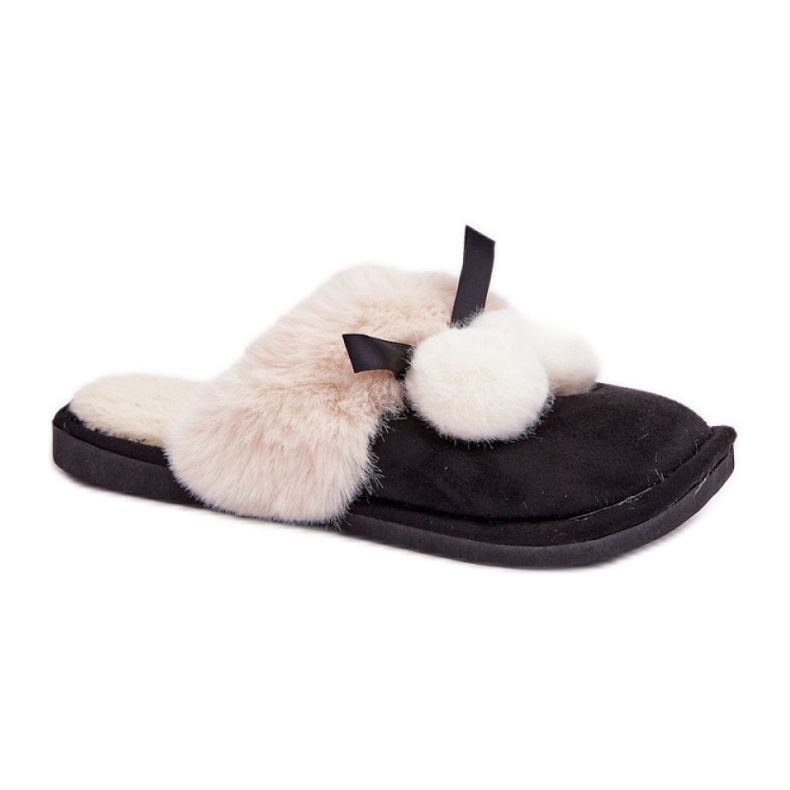 Ciabatte da donna con morbida pelliccia nero