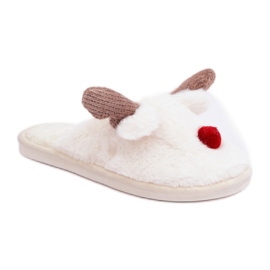 Pantofole da donna con motivo renne bianco