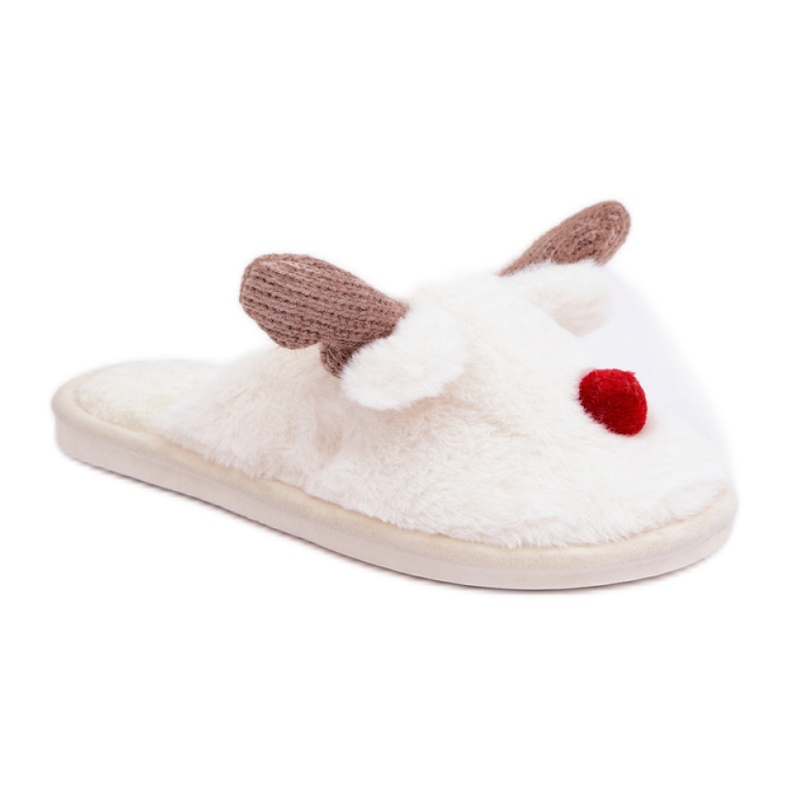 Pantofole da donna con motivo renne bianca