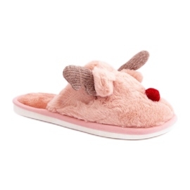 Pantofole da donna con motivo renne rosa