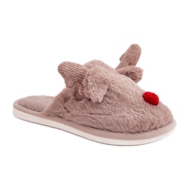 Pantofole da donna con motivo renne beige