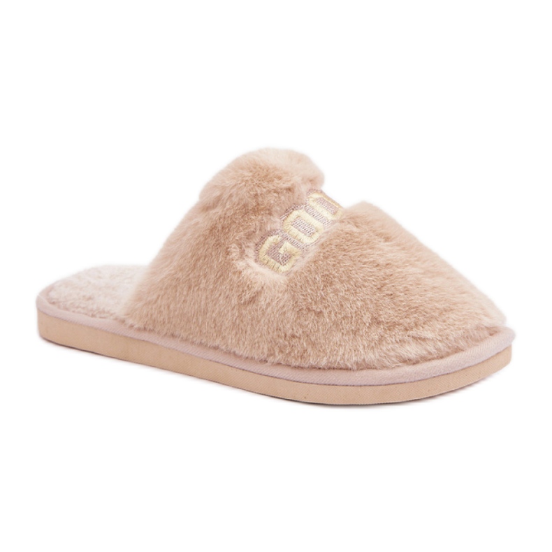 Ciabatte da donna realizzate in morbida pelliccia beige