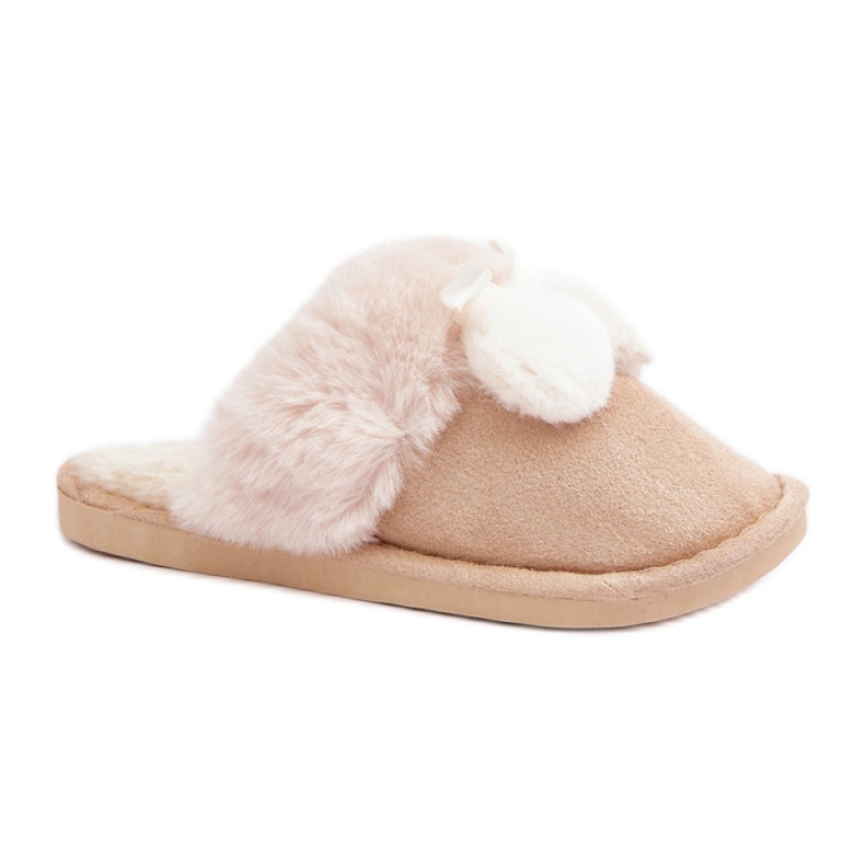 Ciabatte da donna con morbida pelliccia beige