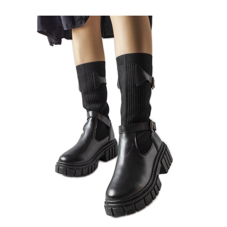 Stivali eleganti neri con tomaia elastica nero