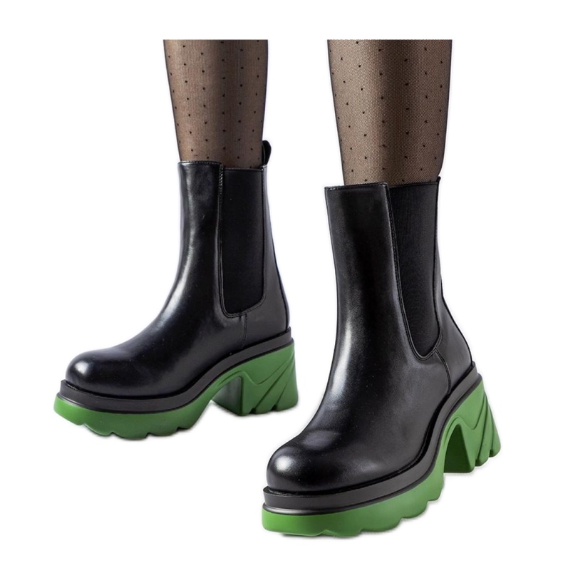 Stivaletti isolanti neri con tacco verde Tirano - Solea nero
