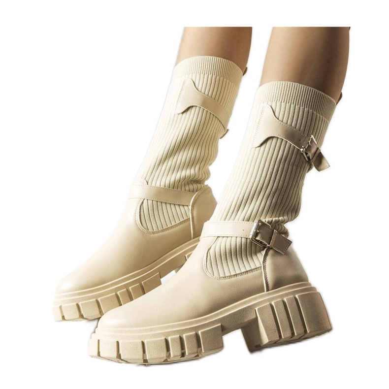 Stivali eleganti beige con tomaia flessibile Ida - Solea
