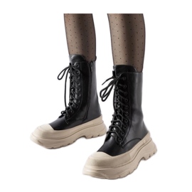 Scarpe da lavoro nere con suola spessa beige Crosia - Solea nero