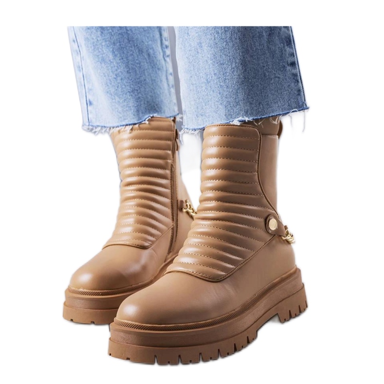 Stivaletti isolanti beige con catena di Pareda - Solea
