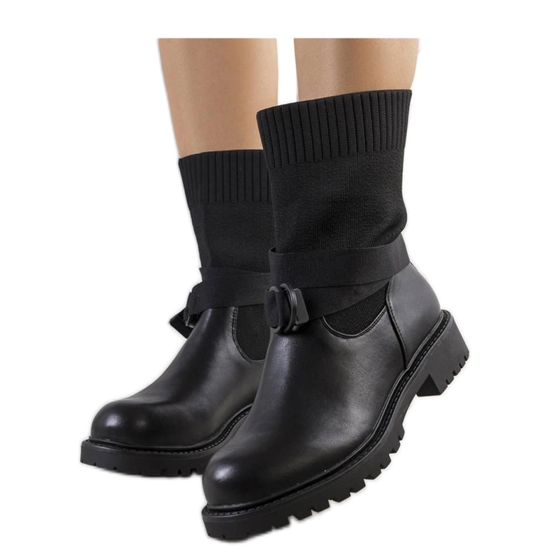 Stivaletti neri con tomaia elastica Ricky - Solea nero