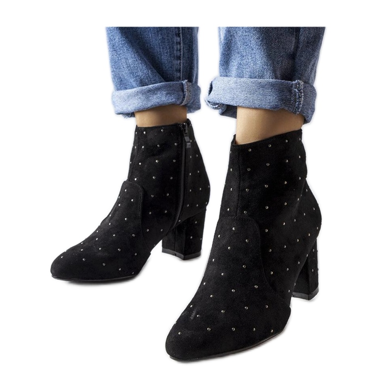 Stivaletti neri con strass, eco suede Suvi - Solea nero