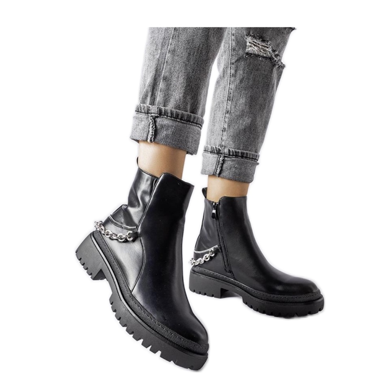 Stivaletti neri con catena nero