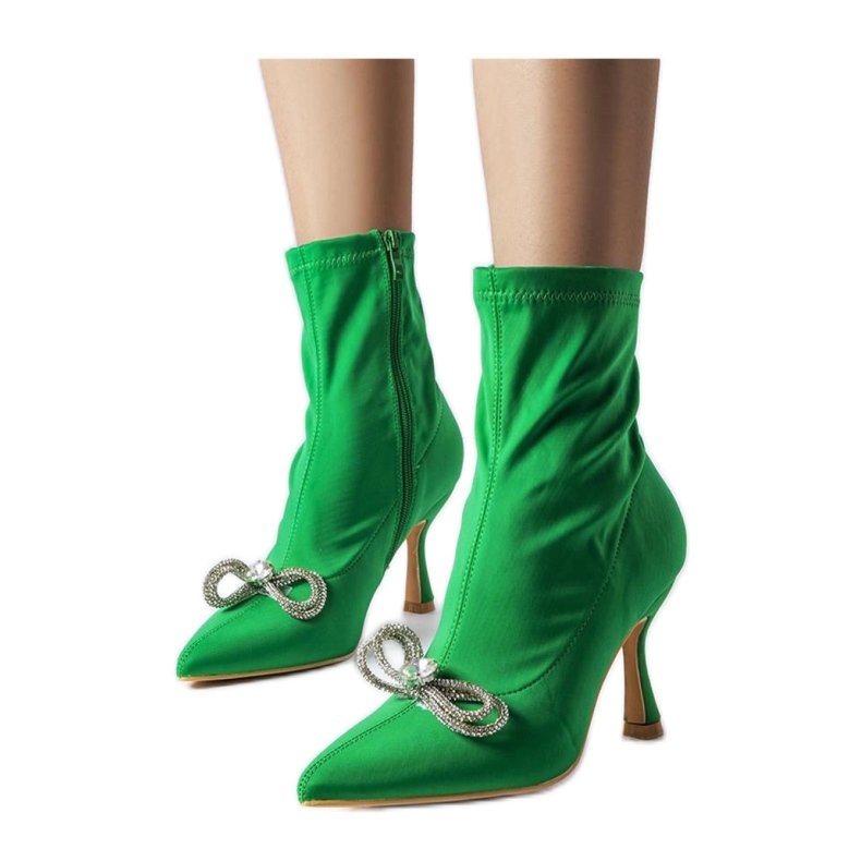 Stivaletti verdi decorati con fiocco in zirconi di Mars - Solea verde