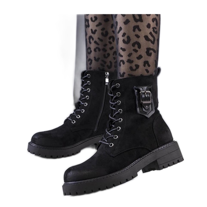 Trapper in pelle scamosciata nera nero