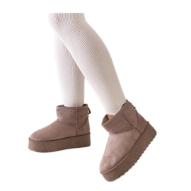 Doposci casual beige scuro con plateau alto