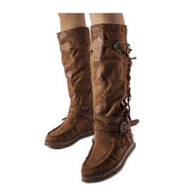Stivali marroni con zeppa indoor marrone