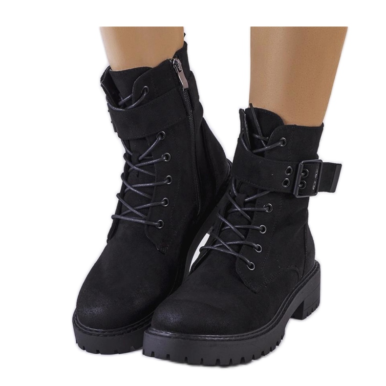 Stivaletti stringati da donna neri nero