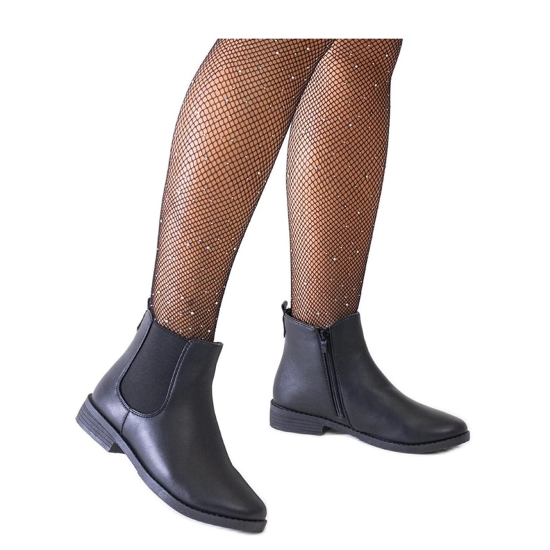 Stivaletti classici neri con inserto elastico nero