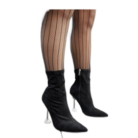 Stivaletti neri con tacco decorativo nero