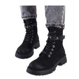 Stivaletti stringati da donna neri nero