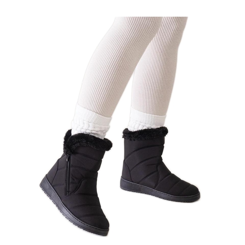 Doposci neri decorati con pelliccia nero