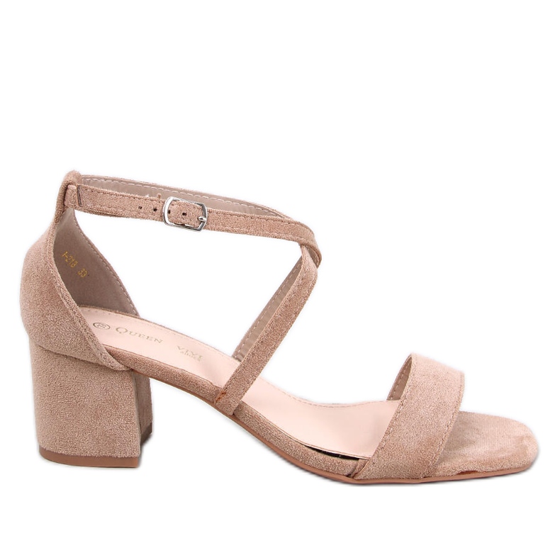 Sandali kaki con tacco basso beige