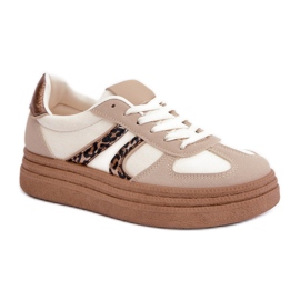 Scarpe Sportive con Plateau Modello 8912 Beige