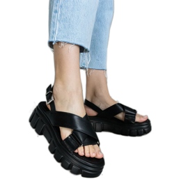 Sandali neri eleganti Torriana con plateau nero