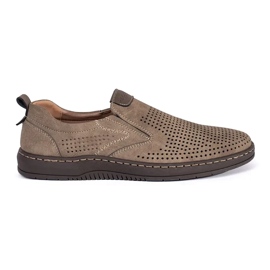 Mocassini traforati beige da uomo