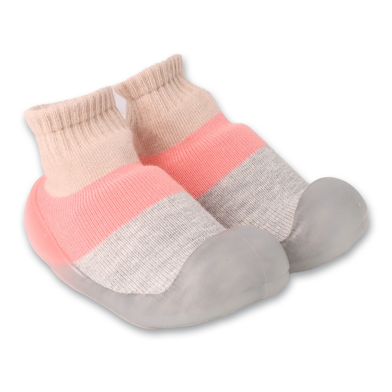 Scarpine elastiche Befado rosa e grigie con calzini 002P084 grigio