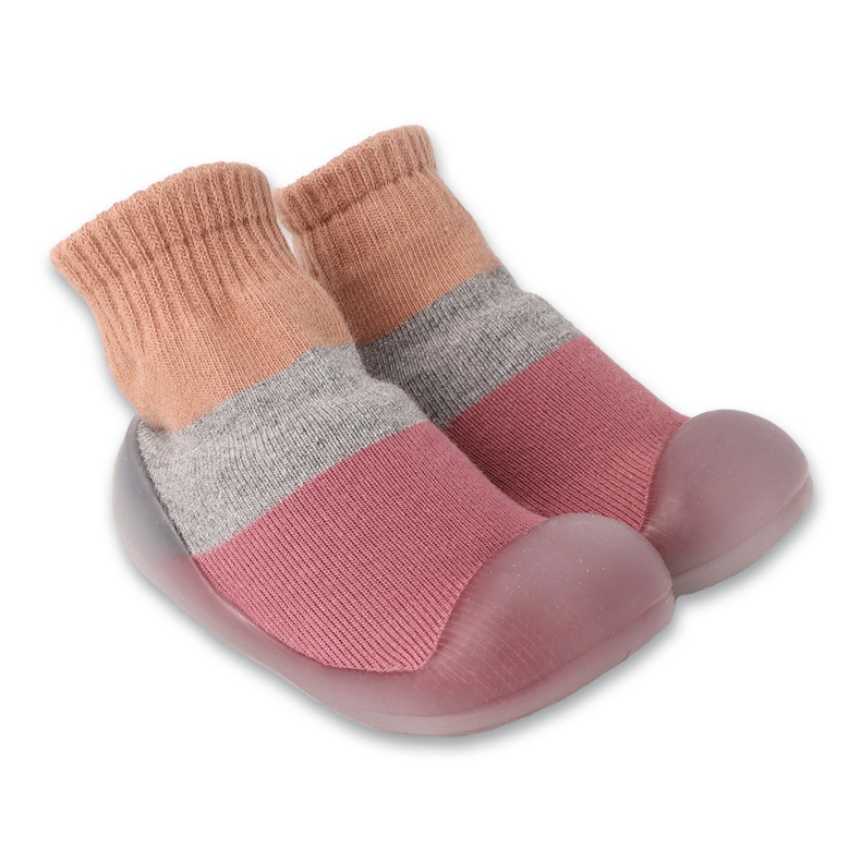Scarpine befado rosa/beige/grigio con calzini 002P085