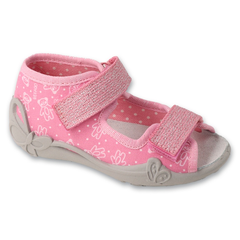 Ciabatte per bambini Befado con velcro, inserto in pelle 342P066, rosa