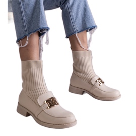 Stivaletti beige con tomaia in tessuto