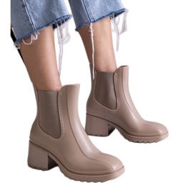 Stivali Wellington beige su tacco alto