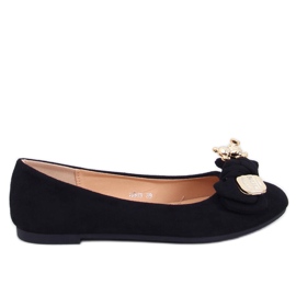 Ballerine in pelle scamosciata con un orsacchiotto nero