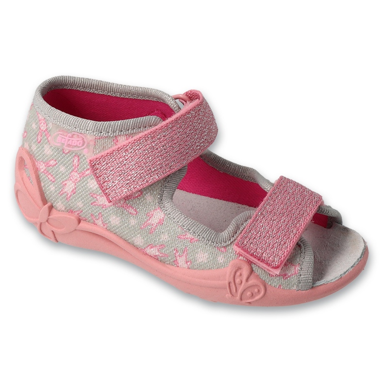 Ciabatte per bambini Befado 342P067, suola estremamente flessibile, grigio/rosa