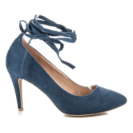Vices Décolleté In Pelle Scamosciata Con Rilegatura blu