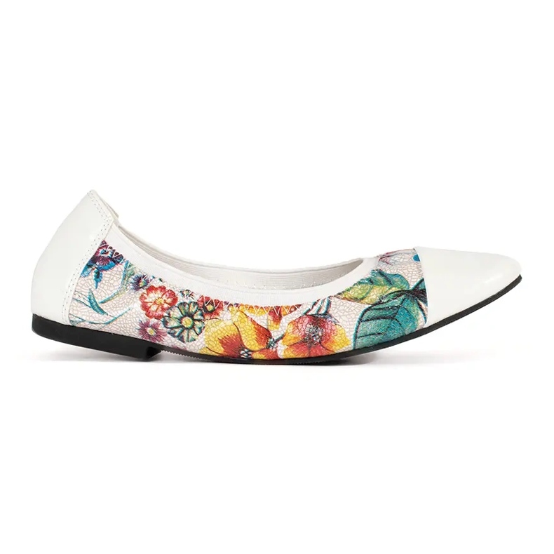Goodin Ballerine floreali con punta in vernice bianca