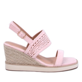 Openwork Espadrilles su un cuneo rosa