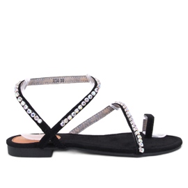 Flip -flip di sandali femminili con strass neri nero