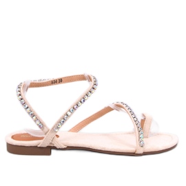 Sandali femminili inflitti con beige di strass