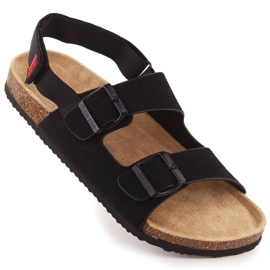 Sandali da uomo con fibbie, neri Big Star LL174208 nero