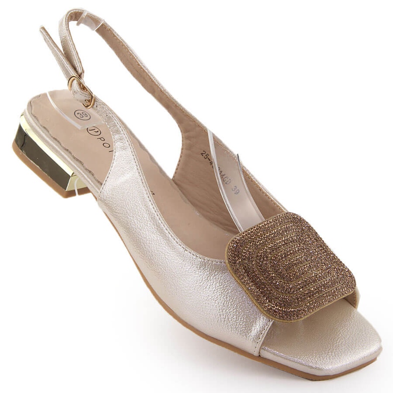 Sandali eleganti da donna con decorazione in zirconi dorati Potocki WS43314 d'oro