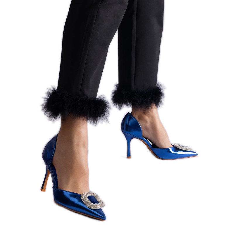 Spille blu decorate con zirconi