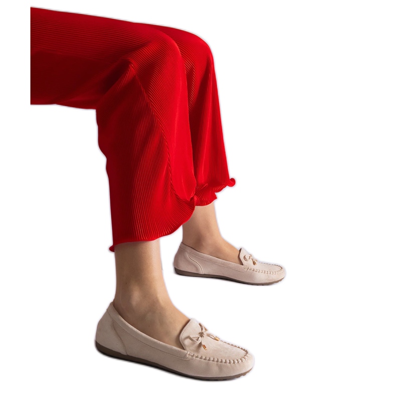 Mocassini beige con fiocco