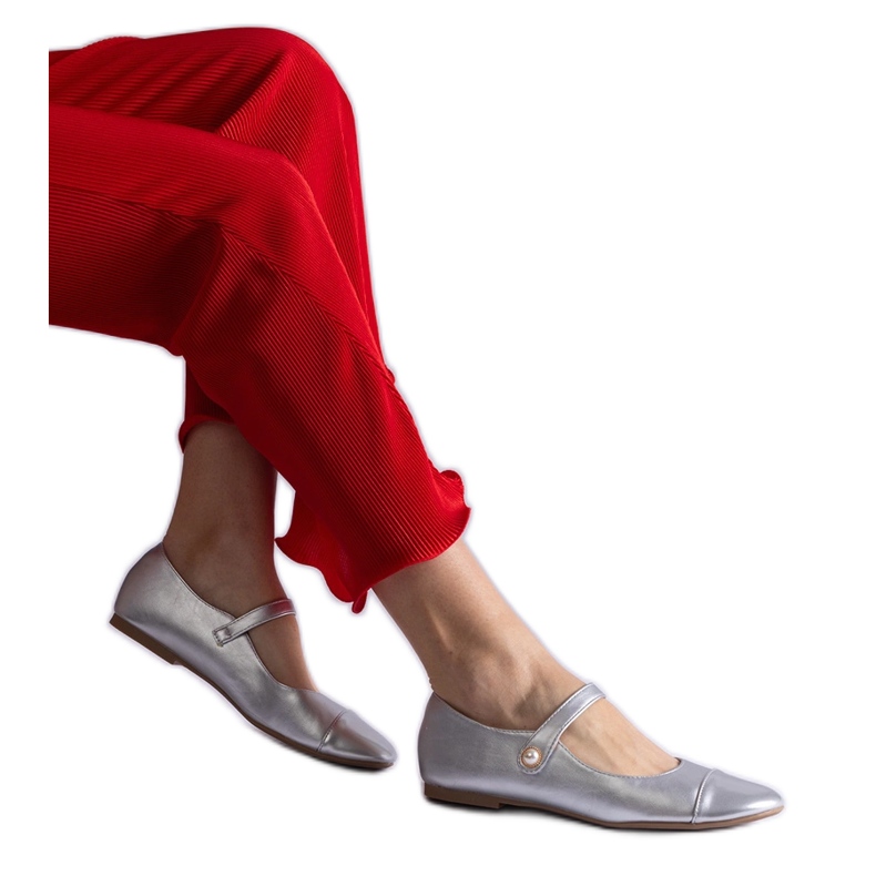 Ballerine argento con chiusura in velcro d'argento