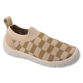 Pantofole per bambini Befado 102X028, beige, a quadretti