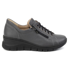 Olivier Scarpe da donna in pelle con zeppa, suola spessa, 1236, grigio