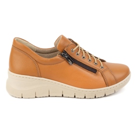 Olivier Scarpe da donna in pelle con suola spessa con zeppa, 1236, rosse arancia