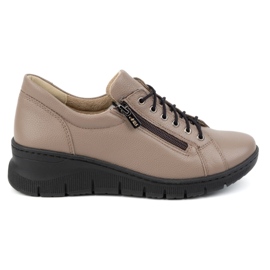 Olivier Scarpe da donna in pelle con zeppa, suola spessa, 1236 cappuccino beige